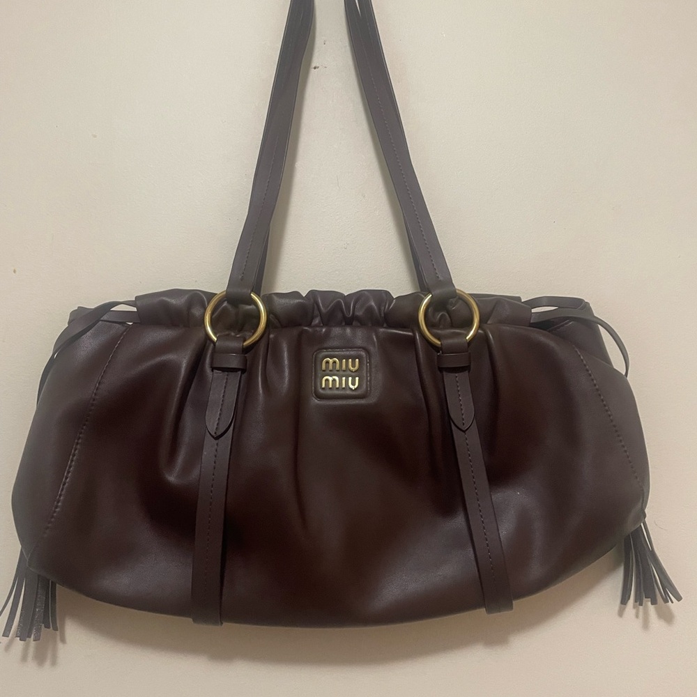Miu Miu Dark Brown Leather Shoulder Bag